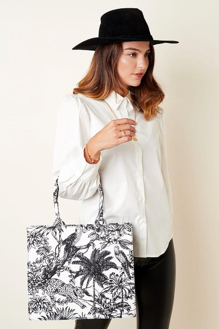 Einkaufstaschen-Dschungel Schwarz & Weiß Polyester Bild4